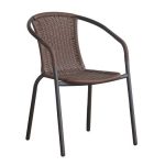 BALENO Πολυθρόνα Βεράντας - Κήπου, Μέταλλο Βαφή Καφέ, Wicker Brown, Στοιβαζόμενη 53x58x77cm