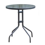 BALENO Τραπέζι Κήπου - Βεράντας, Μέταλλο Βαφή Ανθρακί, Γυαλί Tempered Φ60x70cm