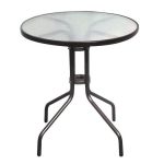 BALENO Τραπέζι Κήπου - Βεράντας, Μέταλλο Βαφή Καφέ, Γυαλί Tempered Φ60x70cm