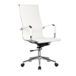 BF3300 Πολυθρόνα Γραφείου Διευθυντή, Μέταλλο Βάση Χρώμιο PU Άσπρο 55x64x108/118cm