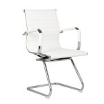 BF3300V Πολυθρόνα Γραφείου Επισκέπτη, Μέταλλο Βάση Χρώμιο PU Άσπρο 55x60x91cm