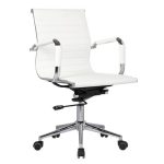 BF3301 Πολυθρόνα Γραφείου Μέταλλο Βάση Χρώμιο, PU Άσπρο 55x60x91/101cm