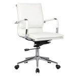 BF3601 Πολυθρόνα Γραφείου Μέταλλο Βάση Χρώμιο - PU Άσπρο 55x63x95/105cm