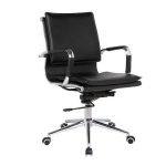 BF3601 Πολυθρόνα Γραφείου Μέταλλο Βάση Χρώμιο - PU Μαύρο 55x63x95/105cm