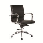 BF4801 Πολυθρόνα Γραφείου Μέταλλο Χρώμιο, PU Μαύρο 55x63x95/105cm