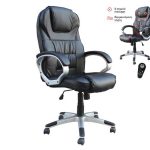 BF7300 Πολυθρόνα Γραφείου Διευθυντή, 8 Σημεία Massage, Θερμαινόμενη Πλάτη, Pu Μαύρο 66x72x112/122cm