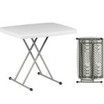 BLOW Τραπέζι Catering Πτυσσόμενο, Ρυθμιζόμενο Ύψος, Μέταλλο Γκρι, HDPE Άσπρο 36mm 76x50cm H.47/64/74cm