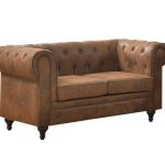 CHESTERFIELD York Kαναπές 2Θέσιος Σαλονιού - Καθιστικού, Ύφασμα Απόχρωση Καφέ Camel 150x82x77cm