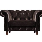 CHESTERFIELD-Air Πολυθρόνα Σαλονιού - Καθιστικού, Ύφασμα Leather Air, Χρώμα Σκούρο Καφέ 117x89x75cm