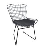 SAXON Καρέκλα Μέταλλο Βαφή Μαύρο, Μαξιλάρι Μαύρο 54x62x78cm