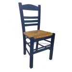 ΣΙΦΝΟΣ Καρέκλα Οξιά Βαφή Εμποτισμού Ανιλίνη Μπλε, Κάθισμα Ψάθα 41x45x88cm