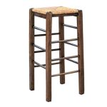 ΤΑΒΕΡΝΑΣ Σκαμπό BAR, Οξιά Εμποτισμός Καρυδί, Κάθισμα Ψάθα 35x35x80cm