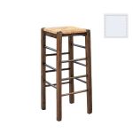 ΤΑΒΕΡΝΑΣ Σκαμπό BAR, Οξιά Βαφή Εμποτισμός Λάκα Άσπρο, Κάθισμα Ψάθα 35x35x80cm