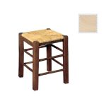 ΤΑΒΕΡΝΑΣ Σκαμπό Βοηθητικό, Οξιά Άβαφο με Κάθισμα Ψάθα - Αβίδωτη 35x35x50cm