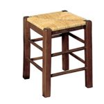 ΤΑΒΕΡΝΑΣ Σκαμπό Βοηθητικό, Οξιά Εμποτισμός Καρυδί, Κάθισμα Ψάθα 35x35x50cm