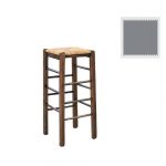 ΤΑΒΕΡΝΑΣ Σκαμπό BAR, Οξιά Βαφή Εμποτισμός Λάκα Γκρι, Κάθισμα Ψάθα 35x35x80cm