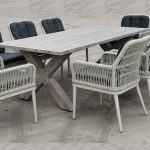ALLEY Set Τραπεζαρία Κήπου ALU & Rope Grey-Μαξιλ.Ανθρακί: Τραπέζι 220x94 + 8 Πολυθρόνες Τραπ:220x94x72 Πολ:62x64x85cm