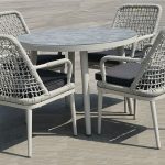 CENTRAL Set Τραπεζαρία Κήπου ALU & Rope Grey-Μαξιλ.Ανθρακί: Τραπέζι Φ100cm + 4 Πολυθρόνες Table:Φ100x75 Chair:61x65x90cm