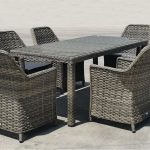 ESPERIA Set Τραπεζαρία Κήπου ALU,Wicker Grey Brown-Ανθρακί: Τραπέζι 180x90 + 6 Πολυθρόνες Τραπ:180x90x78 Πολ:64x68x90cm