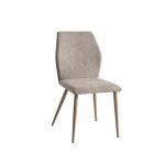 LETO Καρέκλα Τραπεζαρίας Κουζίνας, Μέταλλο Βαφή Φυσικό, Ύφασμα Ανοιχτό Καφέ 46x57x86cm