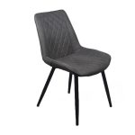 MORGAN Καρέκλα Τραπεζαρίας Σαλονιού, Μέταλλο Βαφή Μαύρο, Ύφασμα Suede Γκρι 53x61x86cm