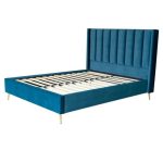 PASSION  Κρεβάτι Διπλό για Στρώμα 160x200cm, Ύφασμα Velure Απόχρωση Μπλε 171x227x120cm