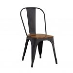 RELIX Wood Καρέκλα Μέταλλο Βαφή Μαύρο Extra Matte, Κάθισμα Dark Oak, Στοιβαζόμενη 45x53x85cm