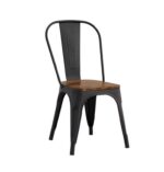 RELIX Wood Καρέκλα Μέταλλο Βαφή Μαύρο Extra Matte, Κάθισμα Dark Oak, Στοιβαζόμενη 45x53x85cm