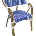 PARIS Πολυθρόνα Bistro Αλουμίνιο Φυσικό, Wicker Άσπρο - Μπλε, Στοιβαζόμενη 57x59x84cm