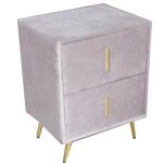 PASSION  Κομοδίνο με 2 Συρτάρια, Ύφασμα Velure Απόχρωση Cappuccino 51x40x65cm