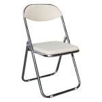 STAR Καρέκλα Πτυσσόμενη Μέταλλο Χρώμιο, Pu Εκρού 45x49x80cm