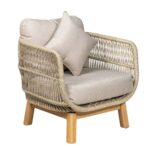 MARK Set Σαλόνι Κήπου 4τεμ, Acacia Φυσικό, Μαξιλάρια Μπεζ Rope Wicker Μπεζ 2 Πολυθρ+1 Καναπ+1 Τραπεζάκι - Image 4