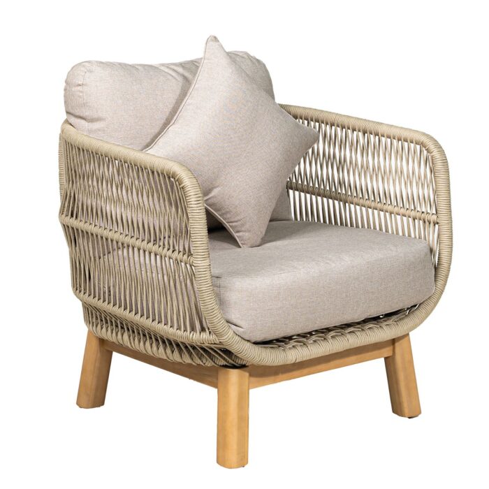 MARK Set Σαλόνι Κήπου 4τεμ, Acacia Φυσικό, Μαξιλάρια Μπεζ Rope Wicker Μπεζ 2 Πολυθρ+1 Καναπ+1 Τραπεζάκι - Image 4