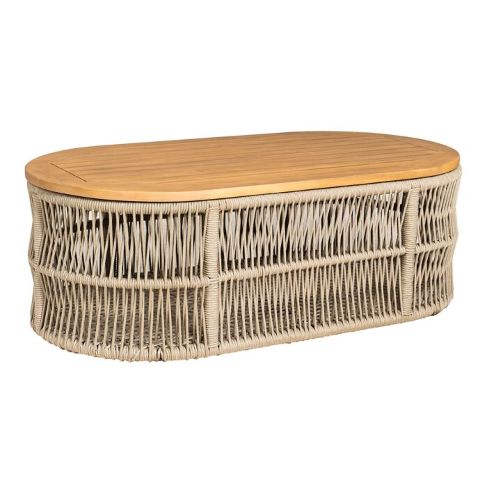 MARK Set Σαλόνι Κήπου 4τεμ, Acacia Φυσικό, Μαξιλάρια Μπεζ Rope Wicker Μπεζ 2 Πολυθρ+1 Καναπ+1 Τραπεζάκι - Image 5