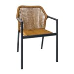 DINA Πολυθρόνα Βεράντας-Κήπου ALU Ανθρακί, Rope Wicker Φυσικό, Στοιβαζόμενη 56x60x84cm - Image 2