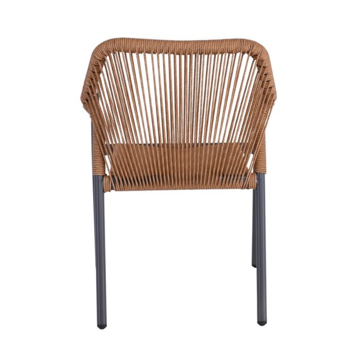 DINA Πολυθρόνα Βεράντας-Κήπου ALU Ανθρακί, Rope Wicker Φυσικό, Στοιβαζόμενη 56x60x84cm - Image 4