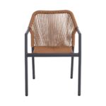 DINA Πολυθρόνα Βεράντας-Κήπου ALU Ανθρακί, Rope Wicker Φυσικό, Στοιβαζόμενη 56x60x84cm - Image 5