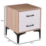 MERRANO Κομοδίνο με 2 Συρτάρια Απόχρωση Sonoma-Άσπρο 40x40x48cm - Image 3