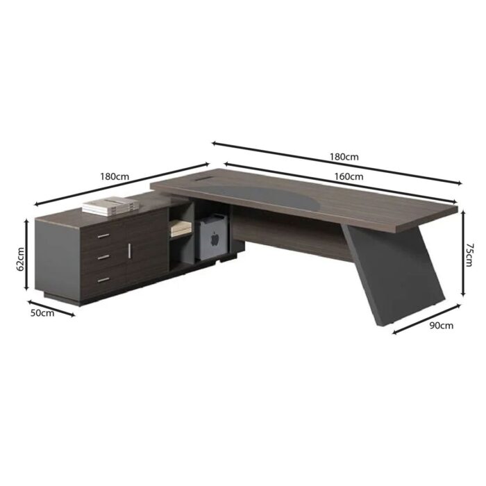MASTER Γραφείο Αριστερή Γωνία, Απόχρωση Grey Walnut 180x90x75/180x50x62cm - Image 4
