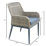 HAVANA Πολυθρόνα Τραπεζαρίας Κήπου-Βεράντας, ALU - Wicker Grey Brown, Μαξιλάρι Ανθρακί 64x65x85cm - Image 3