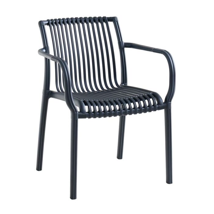 MODENA Πολυθρόνα Στοιβαζόμενη, PP-UV Protection Ανθρακί 57x58x79cm - Image 1