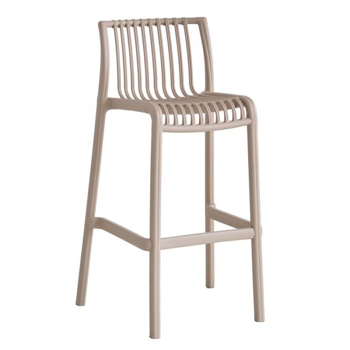 MODENA Σκαμπό Bar Στοιβαζόμενο PP-UV Protection Tortora 50x43x76/100cm - Image 1