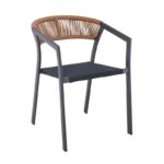 PARMA Πολυθρόνα Βεράντας-Κήπου ALU Ανθρακί Rope Wicker Φυσικό Textilene Ανθρακί Στοιβαζόμενη 55x58x78cm
