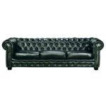 CHESTERFIELD Birmingham Καναπές 4Θέσιος Σαλονιού Καθιστικού, Δέρμα AntiqueGreen 241x92x74cm