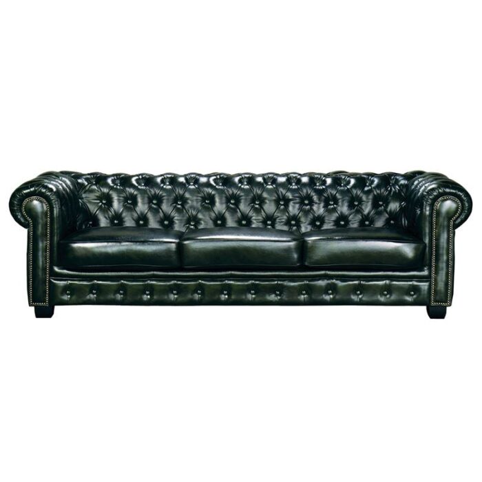 CHESTERFIELD Birmingham Καναπές 4Θέσιος Σαλονιού Καθιστικού, Δέρμα AntiqueGreen 241x92x74cm - Image 1