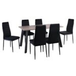 JETTA-BAXTER Τραπεζαρία Μέταλλ ο Βαφή Μαύρο, Τραπέζι Sonoma Oak + 6 Καρέκλες Velure Μαύρο Table:140x80x75 Chair:40x50x95 - Image 2