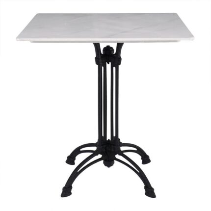 ΤΡΑΠΕΖΙ Sintered Stone-Μαντέμι Τετράνυχο, Επιφάνεια 11mm Απόχρωση White Marble 70x70  H73,5cm