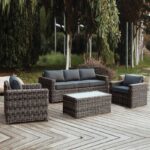 ARIZONA Set Σαλόνι Κήπου ALU: 3Θέσιος +2 Πολυθρόνες +Τραπέζι Wicker Grey Brown- Μαξ.Ανθρακί Τραπεζάκι+Καναπ.3θέσ+2 Πολυθ