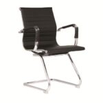 BF3300V Πολυθρόνα Γραφείου Επισκέπτη, Μέταλλο Βάση Χρώμιο PU Μαύρο 55x60x91cm