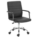 BF3401 Πολυθρόνα Γραφείου Μέταλλο Βάση Χρώμιο, PVC Μαύρο 53x54x86/96cm